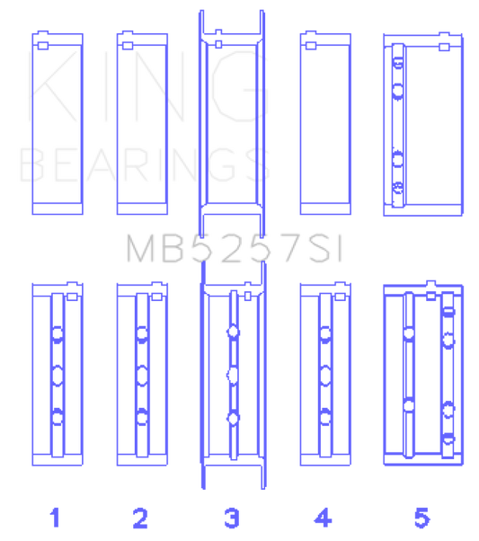 King Engine Bearings General Motors 379 V8 OHV (Size .026) Crankshaft Main Bearings (Set of 5)