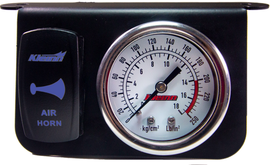 Kleinn Panel mounted 160 PSI gauge w/ an illuminated BLUE Momentary rocker switch
