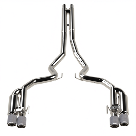 Kooks 18-24 Ford Mustang GT 5.0 3in. Valved Shotgun Cat-Back Exhaust - Carbon Tips