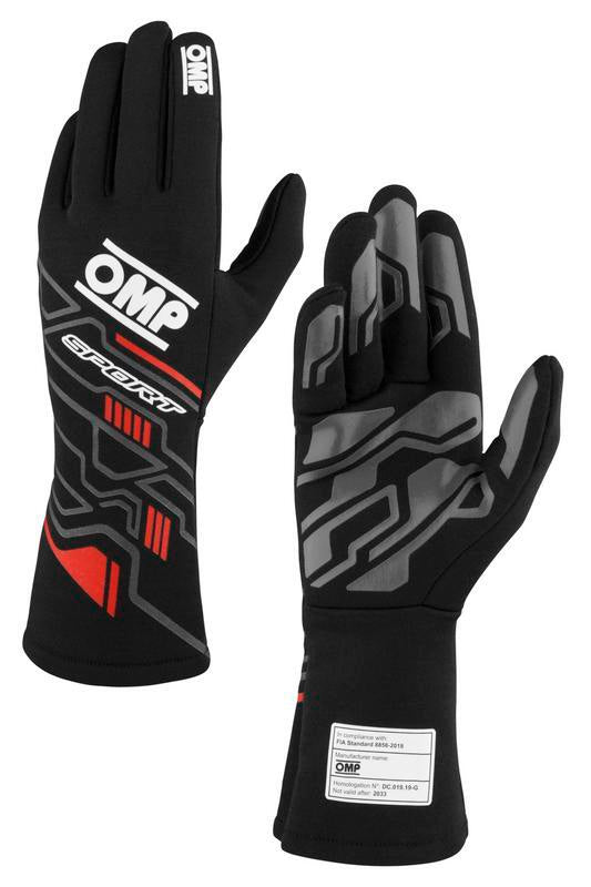OMP SPORT GLOVES FIA 8856-2018 MY2025 BLACK / WHITE SZ S