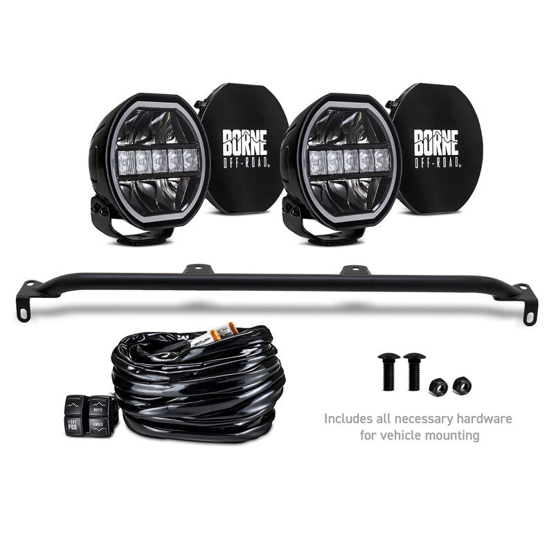 Borne Off-Road 2021+ Ford Bronco Direct Fit Lights - Mod Bumper - 2in x 7in Round - Bumper