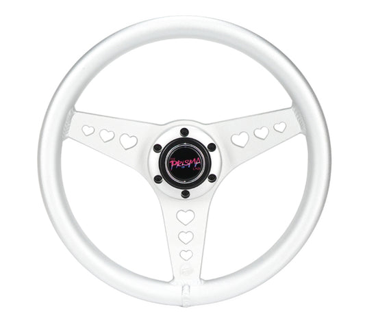 NRG All Aluminum Steering Wheel 330mm - Heart Cut Out- Ergonomic Grip- Anadized Silver