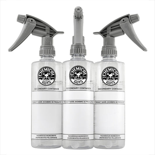 Chemical Guys Secondary Container Dilution Bottle With Heavy Duty Sprayer - 16oz (3 Pack)