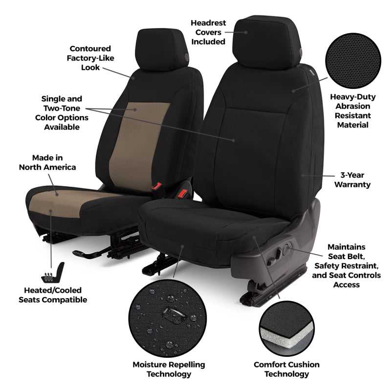 Covercraft 16-24 Honda Ridgeline/ Endura PrecisionFit Custom Front Row Seat Covers - Charcoal/Silver