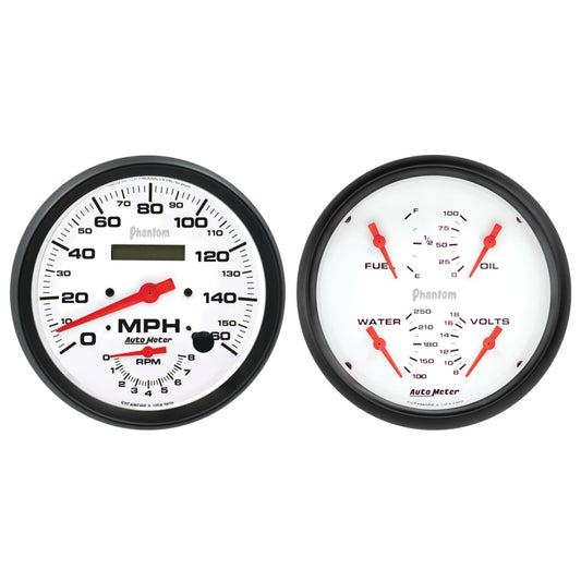 Autometer Phantom 2pc Gauge Kit Quad & Tach/Speedo 5in.