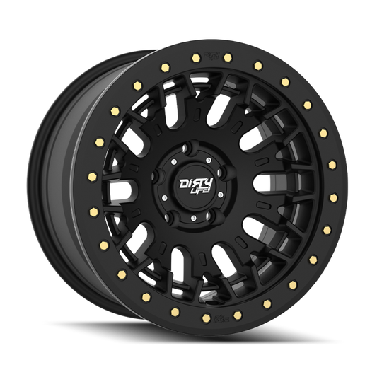 Dirty Life DT-3 17X9 5x127 -12 Offset - Satin Black w/ Simulated Beadlock