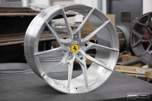 Vossen x Novitec NF8 22x12in - 5x114.3 BP - ET33 - Brushed Gloss Clear Ferrari 488 / F8 Rear Wheel
