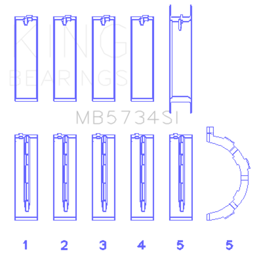 King Engine Bearings Ford 302 Cid Coyote (Size +0.5mm) Main Bearing Set