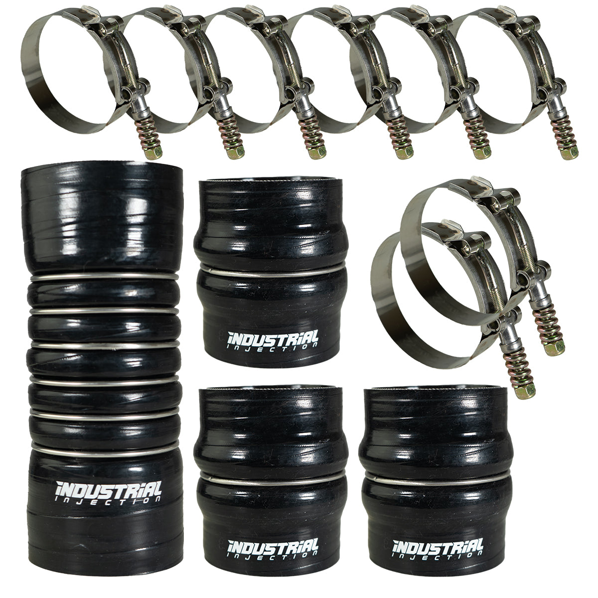 Industrial Injection 03-07 Dodge Cummins 5.9L Upgraded Charge Air Cooler Boot Kit - Black