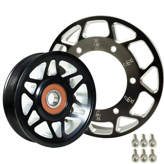 Industrial Injection 03-12 Cummins Common Rail Billet Pulley Kit - Black Anodized