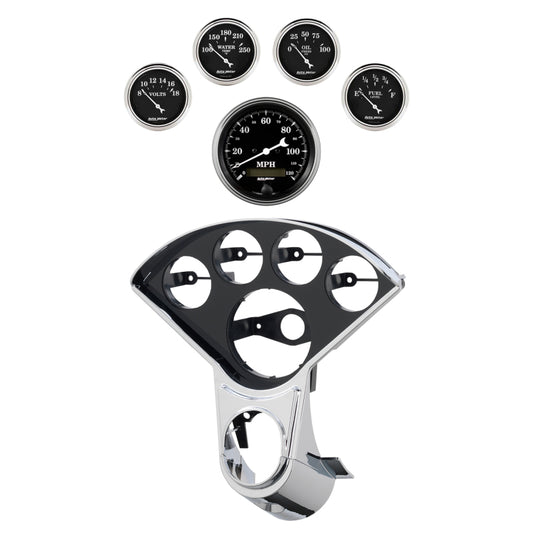 Autometer Old Tyme Black Direct Fit Dash Kit 55-59 Chevy Truck (1 x 3-3/8in. / 4 x 2-1/16in.)