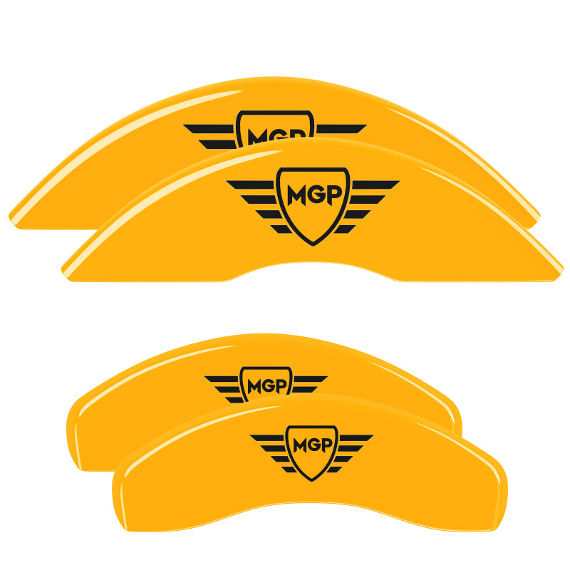 MGP 4 Caliper Covers Engraved Front & Rear MGP Yellow Finish Black Characters 2006 BMW 320i