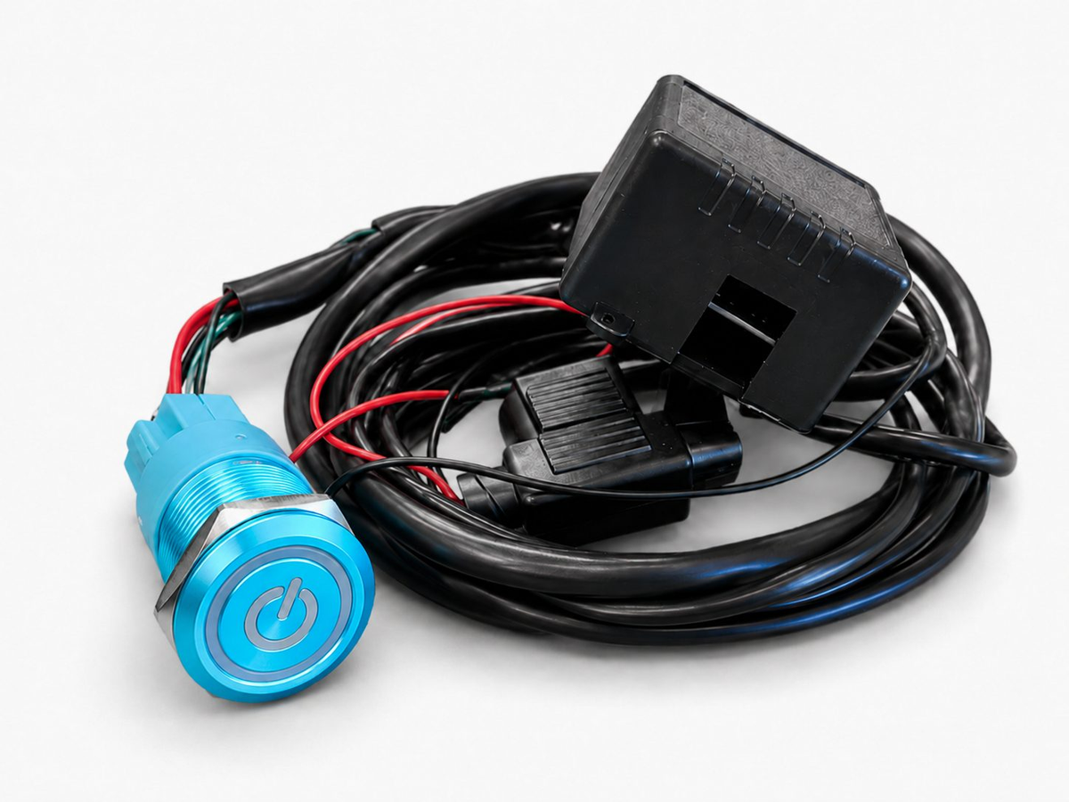 Granatelli Billet Illuminated Exhaust Cutout Push Button - Blue Bezel