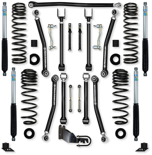 Rock Krawler Jeep Wrangler JLU 3.5in Adventure Suspension System w/ X Mid-Arm and Bilstein 5100