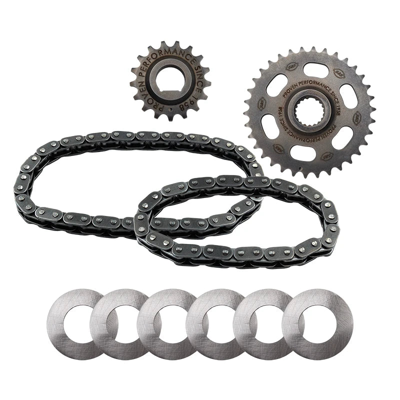 S&S Cycle 07-17 BT Camshaft Chain Drive Kit - Incl. Chain, Sprockets, & Shims