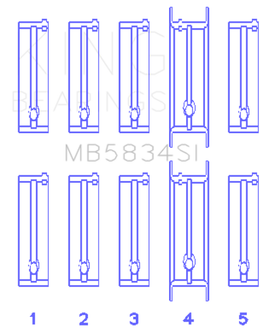 King Engine Bearings Chevrolet 121Ci/Ln2 134Ci Housing Bore +.002 (Size +0.75mm) Main Bearing Set