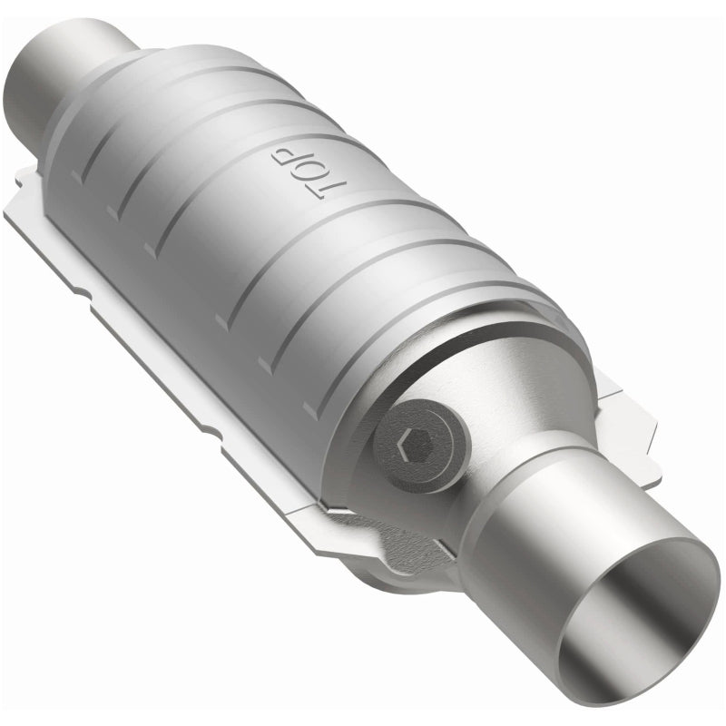 MagnaFlow Univ Cat Conv 2in Inlet/Outlet Ctr/Ctr Round 11in Body L x 5.125in W x 15in Overall L