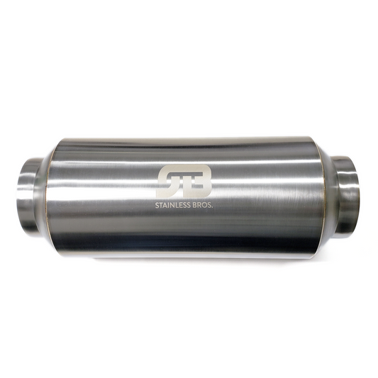 Stainless Bros 2.5in SS304 Lightweight Race Muffler 12in OAL - Polished Finish