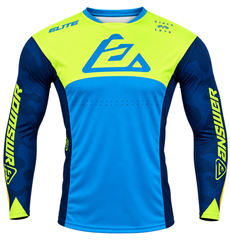 Answer LE Elite Camo Jersey Cyan/Hyper Acid/Black - Large