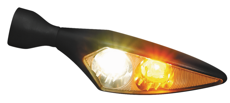 Kuryakyn Rhombus Front Left White/Amber Satin Black