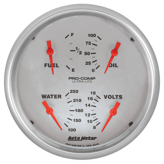 Autometer Ultra-Lite Quad Gauge 5in. 0 Ohm (E) - 90 Ohm (F) Electric
