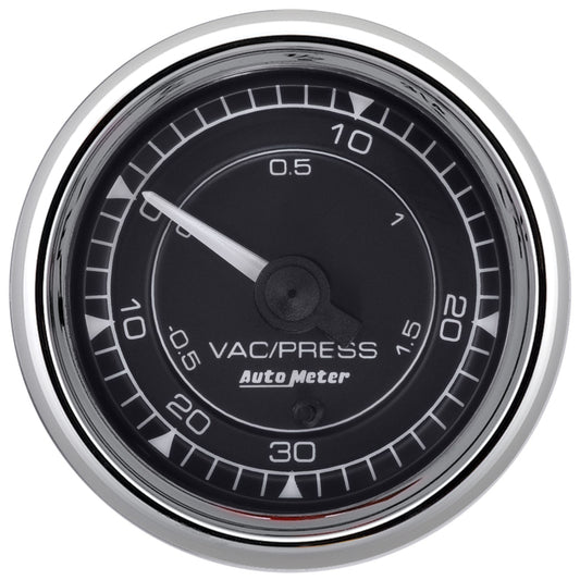 AutoMeter Chrono 2-1/16in 30in HG/30PSI Digital Stepper Motor Vacuum/Boost Gauge - Chrome