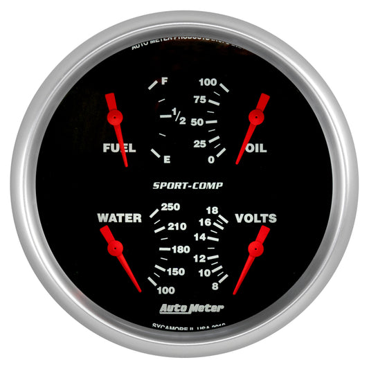 Autometer Quad 5in. 0-90 Ohm Electric Sport-Comp Gauge