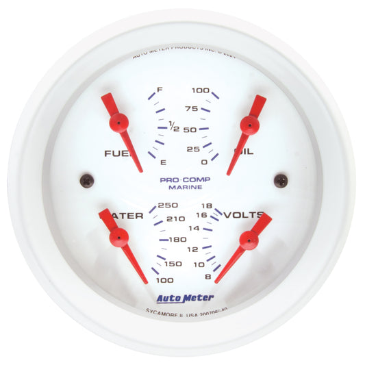 Autometer Marine White 3-3/8in Gauge - 100PSI