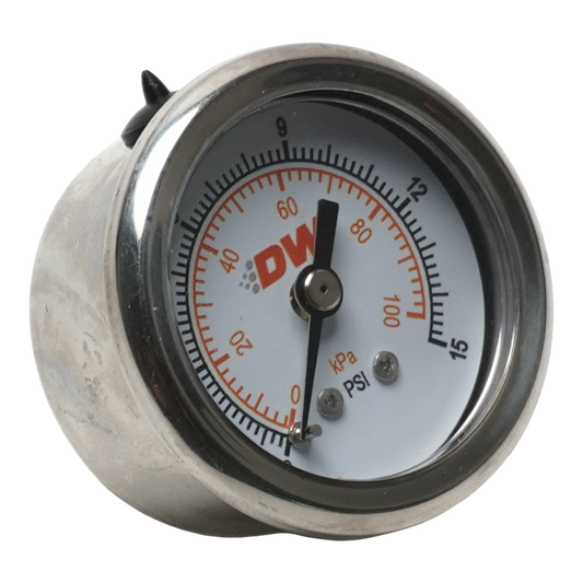 DeatschWerks Carburetor Fuel Pressure Gauge - White Face w/ DW Logo