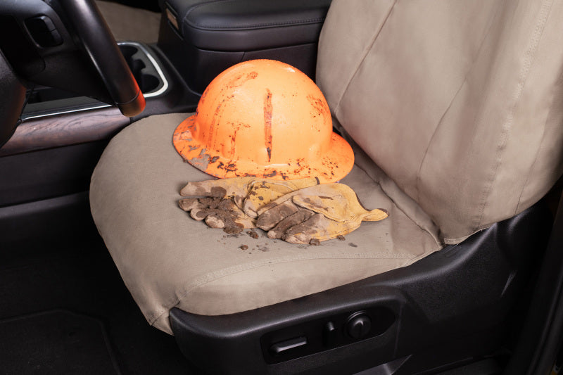 Covercraft 16-26 Ford Transit Polycotton SeatSaver Custom Front Row Seat Covers-Taupe