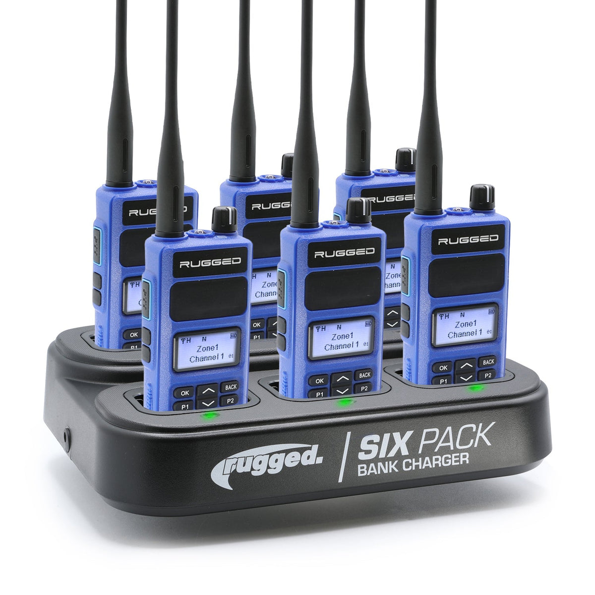 Rugged Radios 6 PACK - Choose Your Business Band Two Way Handheld Radio R1 Blue