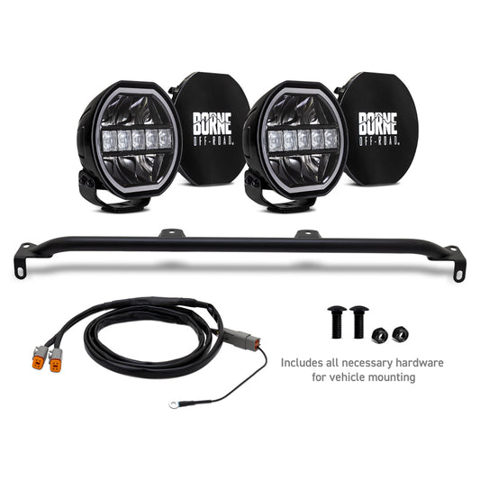 Borne Off-Road 2021+ Ford Bronco Direct Fit Lights - Mod Bumper - 2in x 7in Round - Bumper - Up