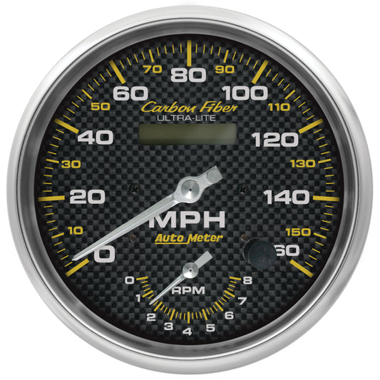 AutoMeter 160mph & 8k RPM Electric Program 5in. Carbon Fiber Gauge Tach/Speedo
