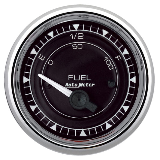 AutoMeter Chrono 2-1/16in 0E 240E-33F Ohm Electric Fuel Level Gauge - Chrome