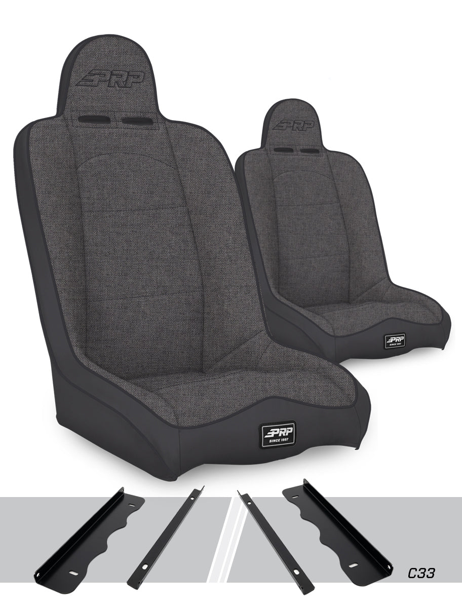 PRP 95-01 Jeep Cherokee XJ Daily Driver High Back Suspension Seats Kit (Pair) - Gray