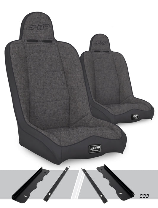 PRP 95-01 Jeep Cherokee XJ Daily Driver High Back Suspension Seats Kit (Pair) - Gray