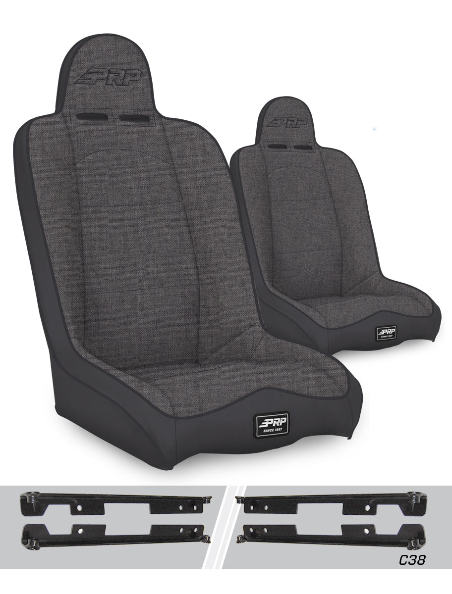 PRP Jeep Wrangler JK/JKU Daily Driver High Back Suspension Seats Kit (Pair) - Gray