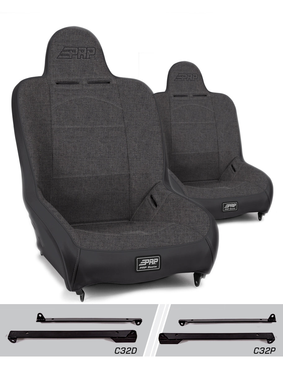 PRP Jeep Wrangler CJ7/YJ Premier High Back Suspension Seats Kit (Pair) - Gray