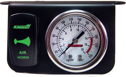 Kleinn Panel Mounted 160 PSI Gauge w/ an Illuminated GREEN Momentary Rocker Switch