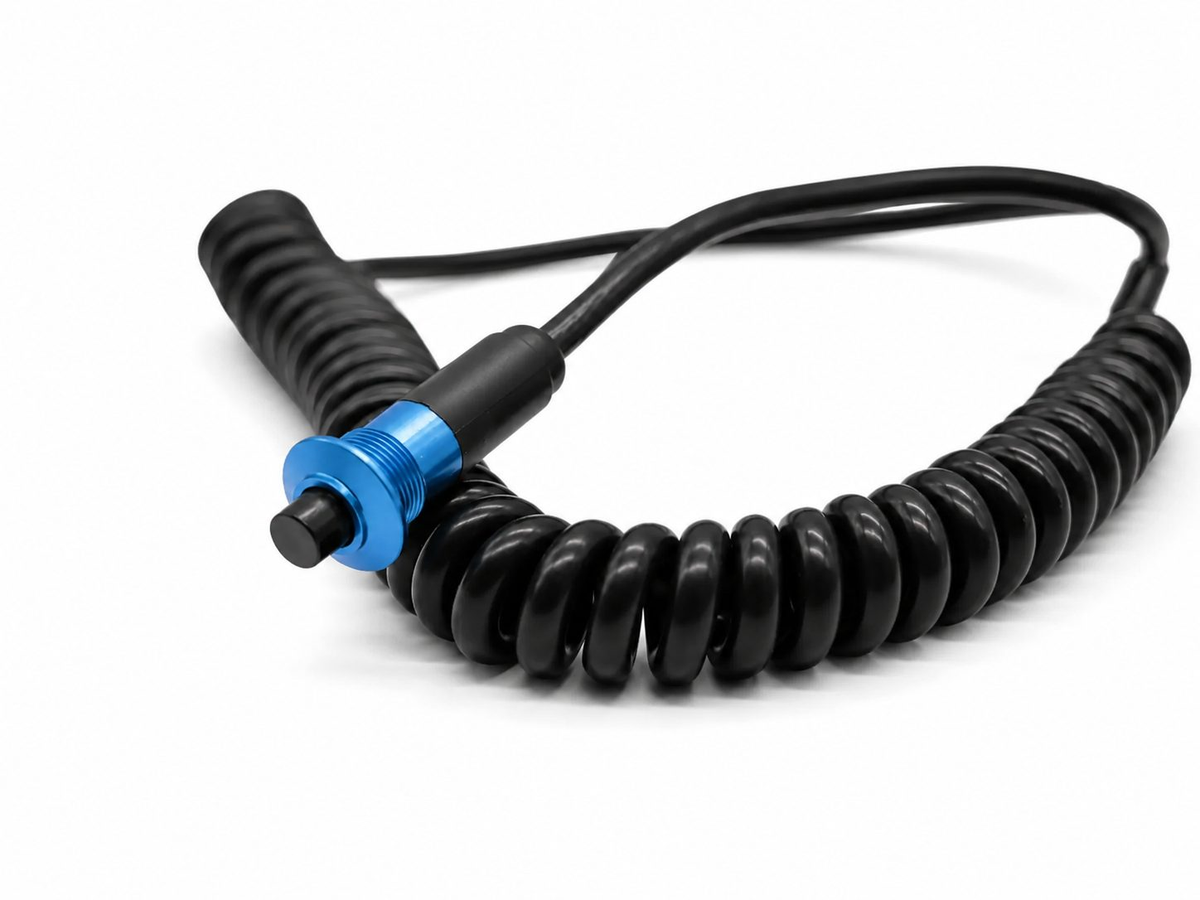 Granatelli Billet Pin Head Momentary Push Button - Blue Ring w/6ft Retractable Cord