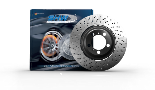 SHW 22-25 Porsche 718 Cayman GT4 RS Right Rear Cross-Drilled Lightweight Brake Rotor (9GT615602E)