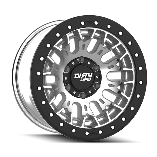 Dirty Life DT-3 17X9 6x139.7 -12 Offset - Machined Finish w/ Simulated Beadlock