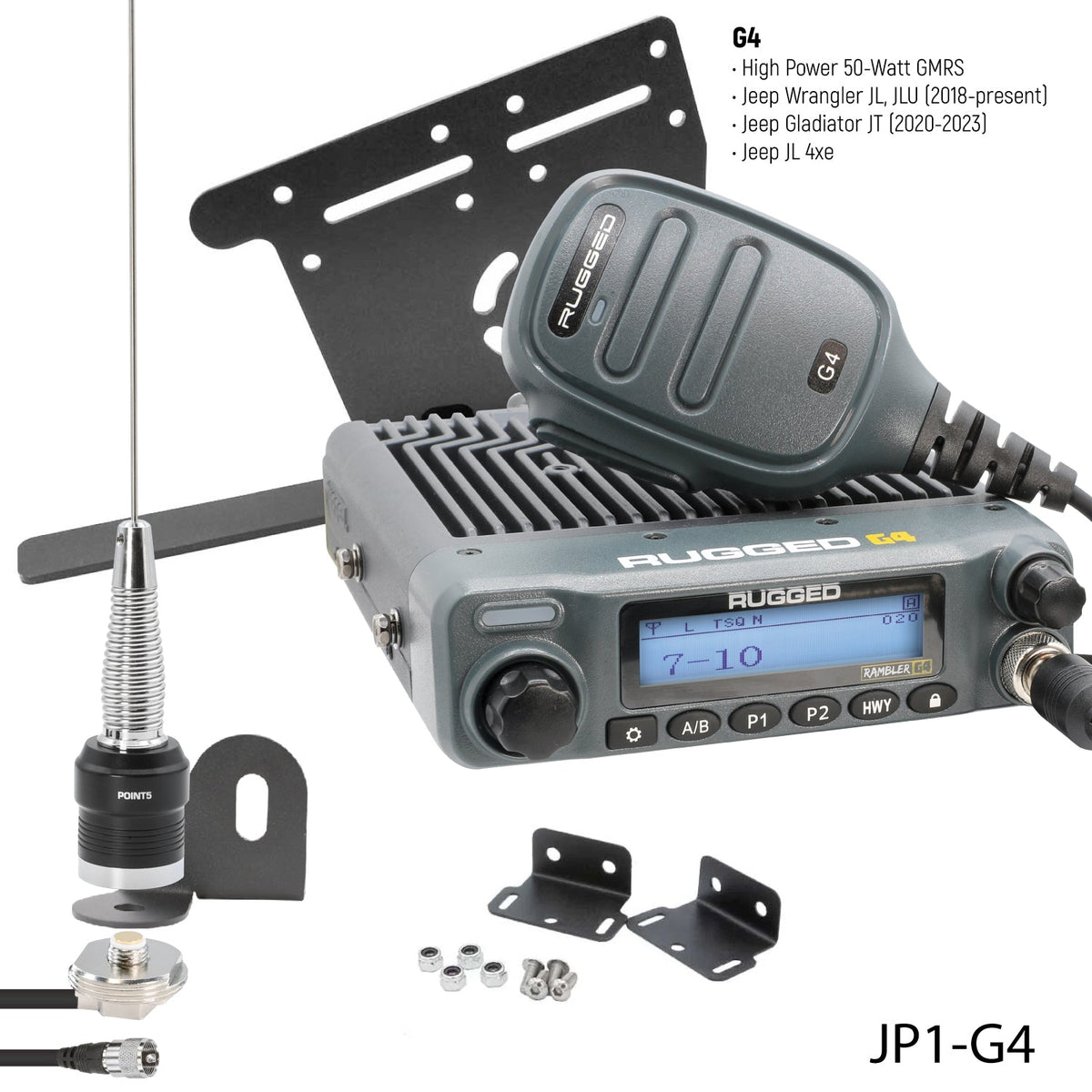 Rugged Radios Jeep Wrangler JL JLU and Gladiator JT Two-Way GMRS Mobile Radio Kit