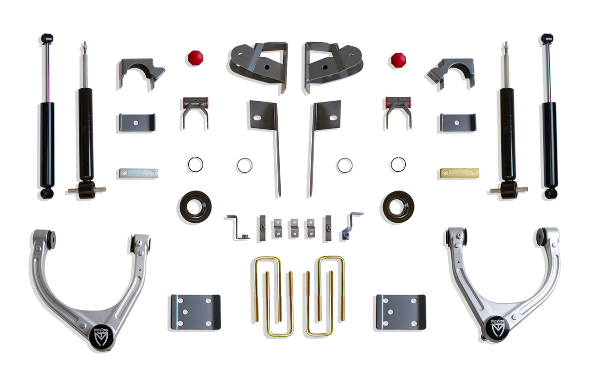 Maxtrac 2019+ 2WD/4WD 2in/4in Lowering Kit w/ Struts and Forged Alum. UCAs