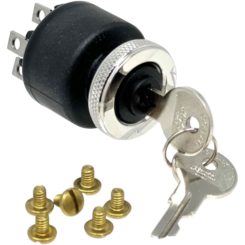 NAMZ Marine-Grade Key-Start Ignition Switch w/Polished SS & Knurled Jam-Nut (2 Keys/Screws Incl.)