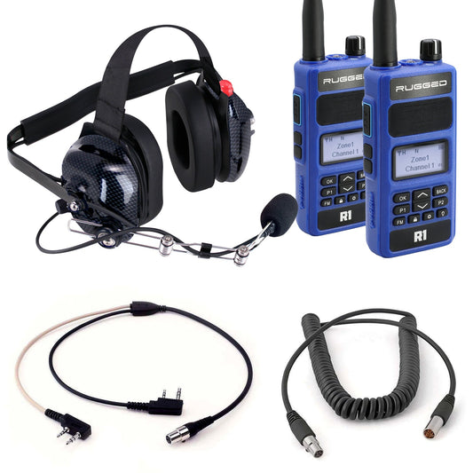 Rugged Radios DUAL RADIO Spotter Headset Kit with H42 Headset and Rugged R1 Radios - Blue