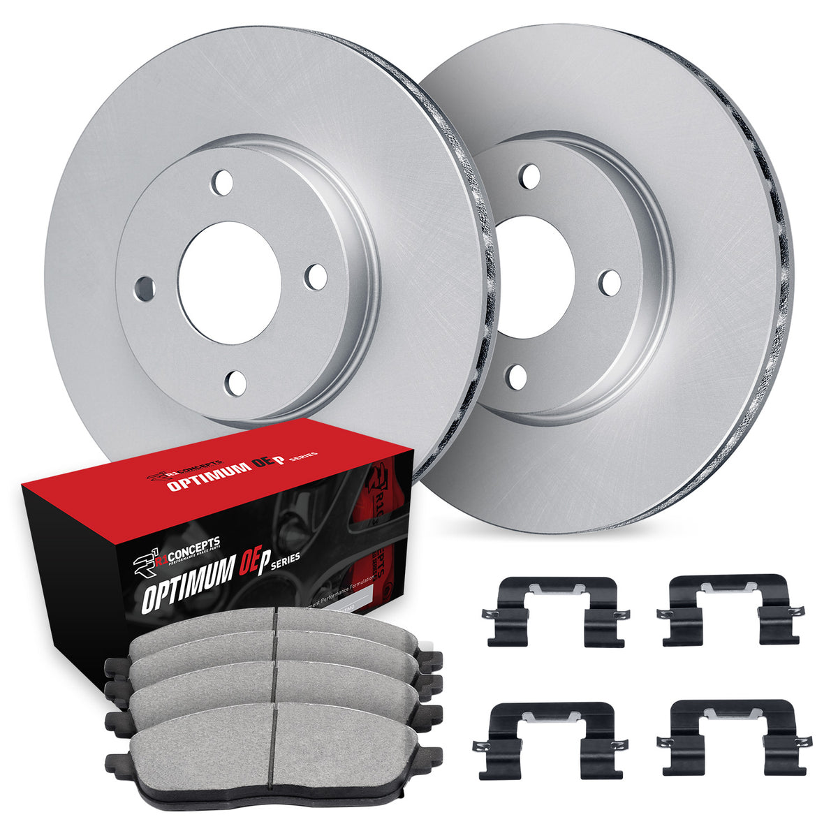 R1 90-93 Mazda Miata Front Carbon Coated Brake Rotor Set w/Optimum OE Pads and Hardware