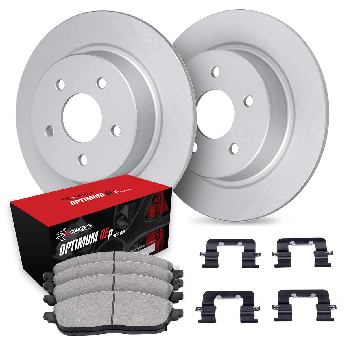 R1 04-13 Mazda 3 Rear Carbon Coated Brake Rotor Set w/Optimum OE Pads and Hardware