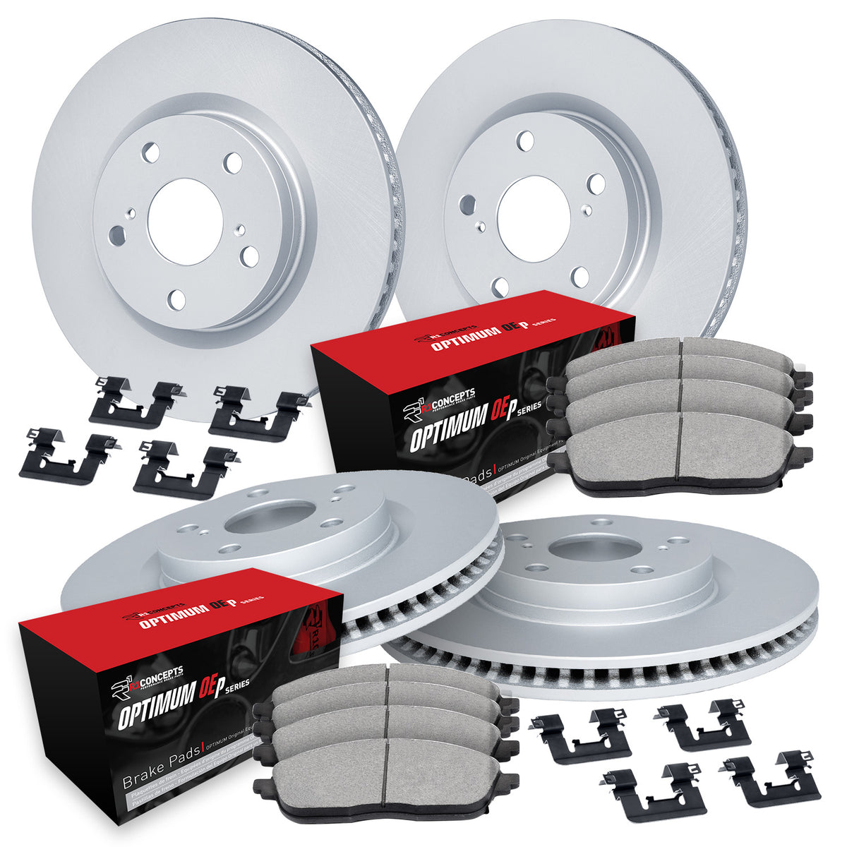 R1 16-23 Mercedes-Benz GLC300 Front & Rear Carbon Coated Rotor Set w/Optimum Pads