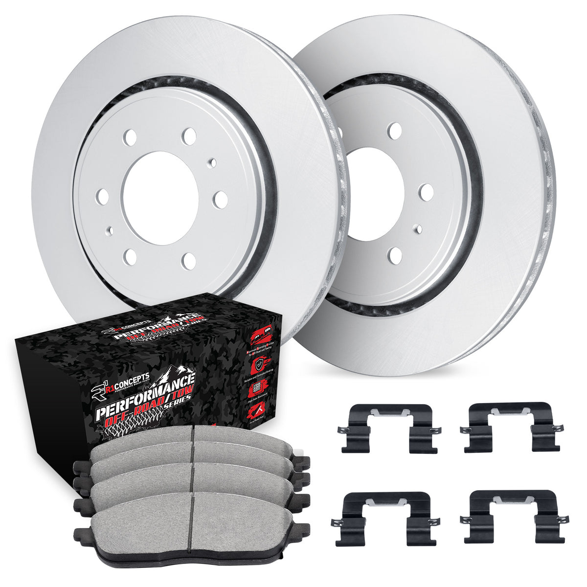 R1 88-00 Cadillac Escalade Front Carbon Coated Rotor Set w/Off-Road/Tow Pads